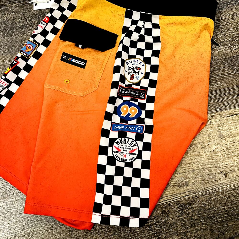 Hurley Phantom Mens Multicolor Eco Nascar Race Track Board Swim Shorts Sz 34 NWT - Picture 4 of 6